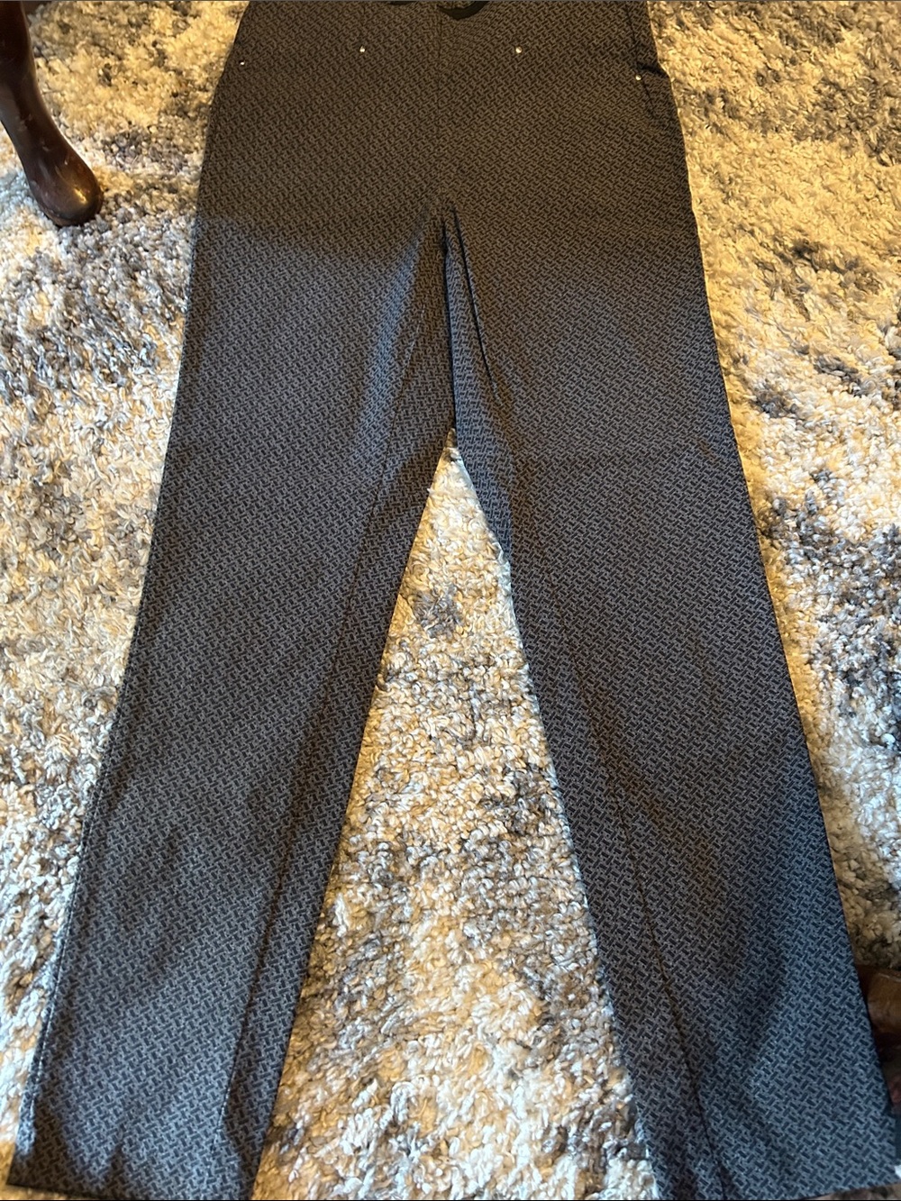 Rafaella Black Patterned Straight-Leg Trousers